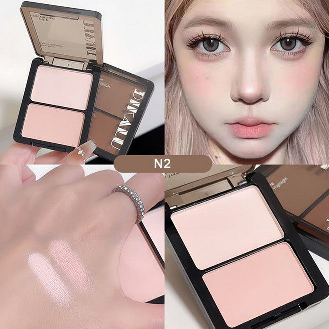 하이라이터 디칼루 컨투어 팔레트 페이셜 브론저 화장품 페이스 쉐이딩 파우더 투톤 지속력 매트 코 섀도우 메이크업, 1