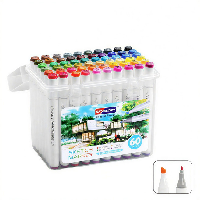 아이라 더블헤드 컬러 아크릴 마커펜 대용량 드로잉 예술 디자인, 1개, 60색