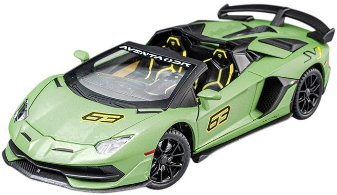 마이카 다이캐스트 금속 1:24 람보르기니 아벤타도르 SVJ 63 모델 자동차 모형 피규어 장식, 1개, 그린