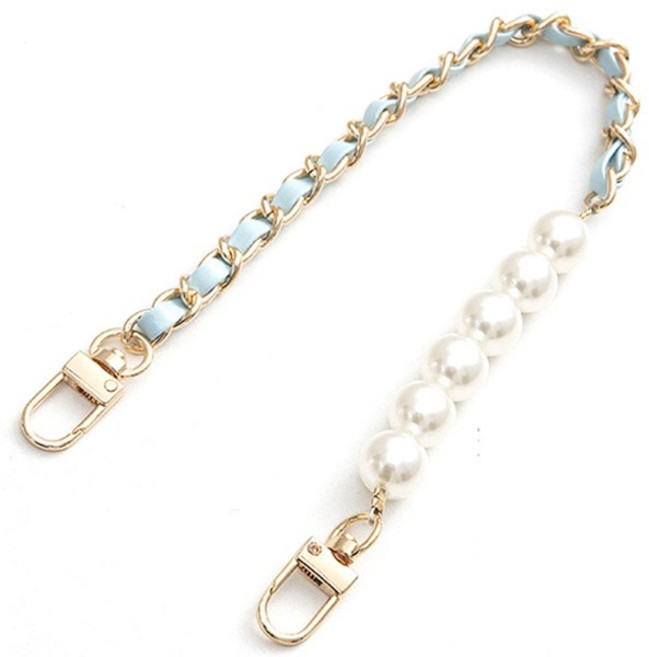 워너프 진주 포인트 체인 레더 투 링 홀더 휴대폰 스트랩, 라이트블루, 1개