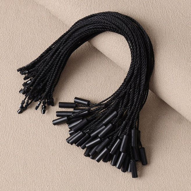 원통형 실고리 택고리 상표끈 플라스틱 끈고리 19~20cm, 100개, 블랙+나일론색