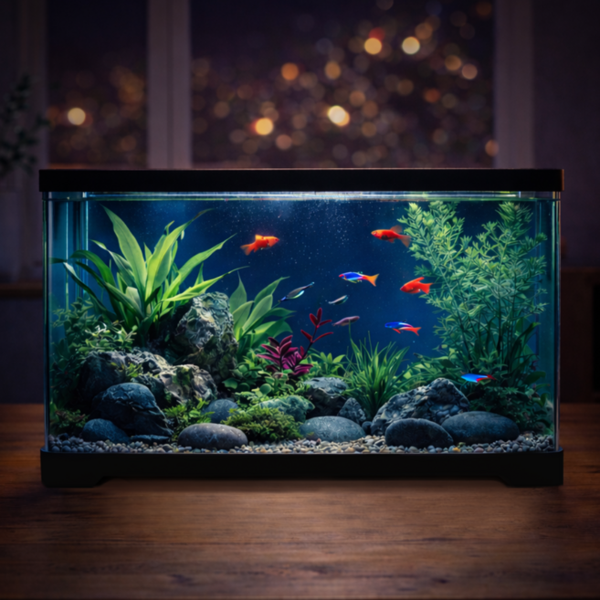 안깨지고 물갈이가 편리한 어항, 1개, 블랙