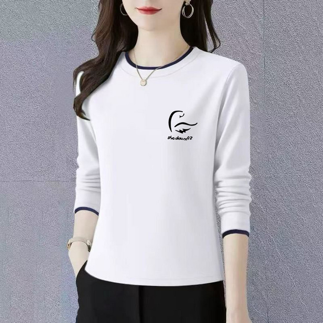 Neirny 여성 순면 긴팔 티셔츠 빅사이즈 이너 봄 가을 루즈핏 티셔츠 스타일리쉬 캐주얼 상의LXP122314