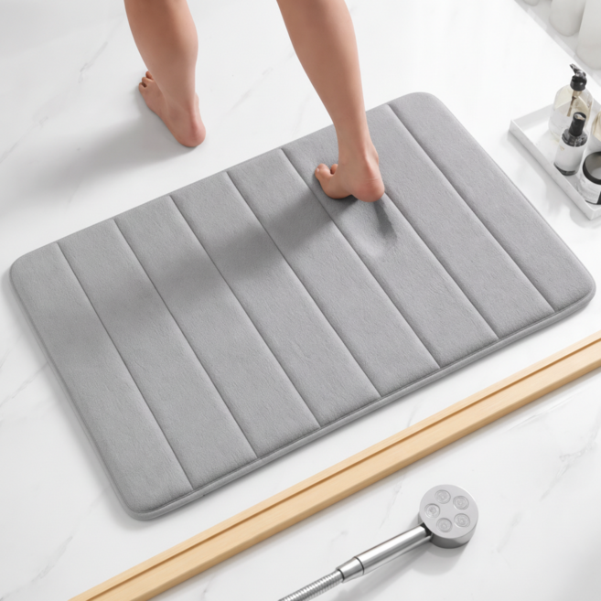 공온 도톰한 메모리폼 미끄럼방지 화장실 발매트, 그레이
