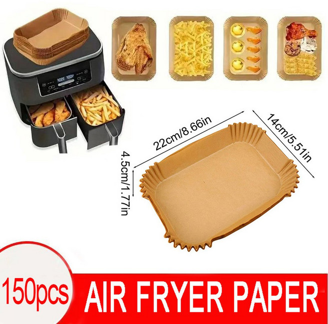 50/100PCS 에어 프라이어 일회용 종이 사각형 라운드 베이킹 바베큐 플레이트 NonSti 매트 주방 오븐 오일 흡수 도구, 22cm 150pcs