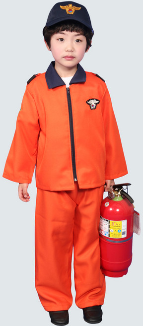어린이 소방관 소방복 상하의 세트 역할놀이 직업체험의상 코스프레 어린이집 유치원 행사
