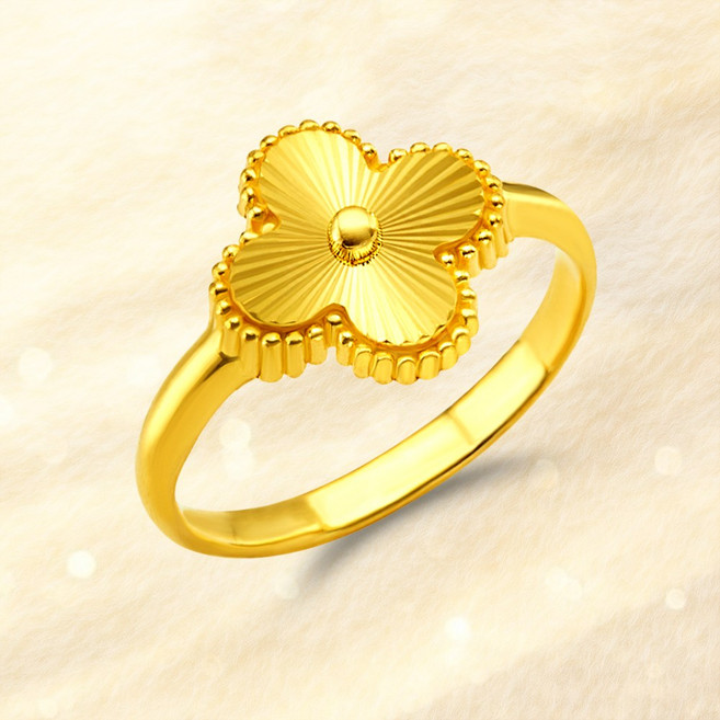 [러브넛] 순금(3.75g) 1돈 클로버 커팅라인 여성 럭셔리 선물 한돈 반지 24K-RG-1186