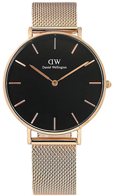 DW Daniel Wellington 經典米蘭編織不鏽鋼手錶 黑x鍍玫瑰金 36mm