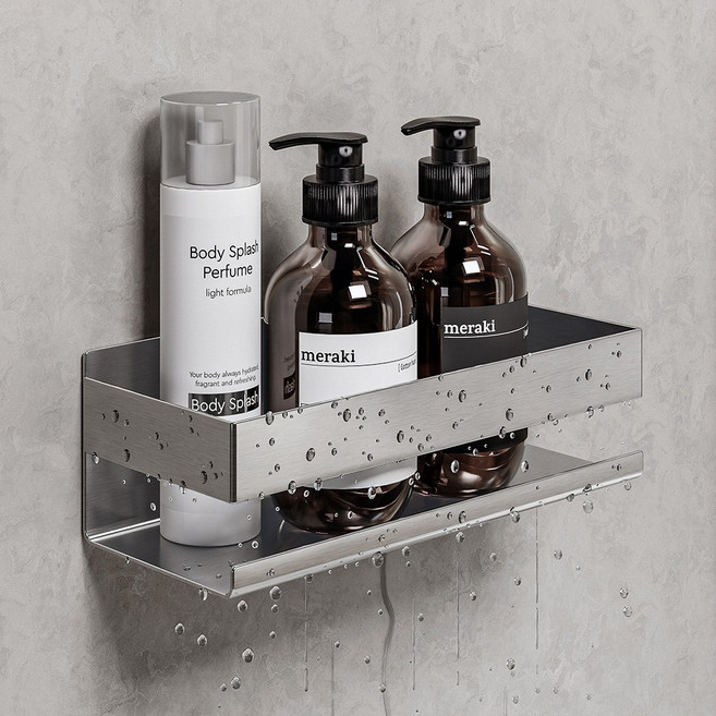 홈비 아르제룸 스텐 304 무타공 욕실선반, 1개, 실버