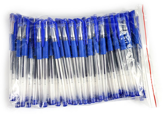 저가형 볼펜 3가지색상 0.5mm (100개입), 1봉, 저가형 볼펜 블루(100개입)