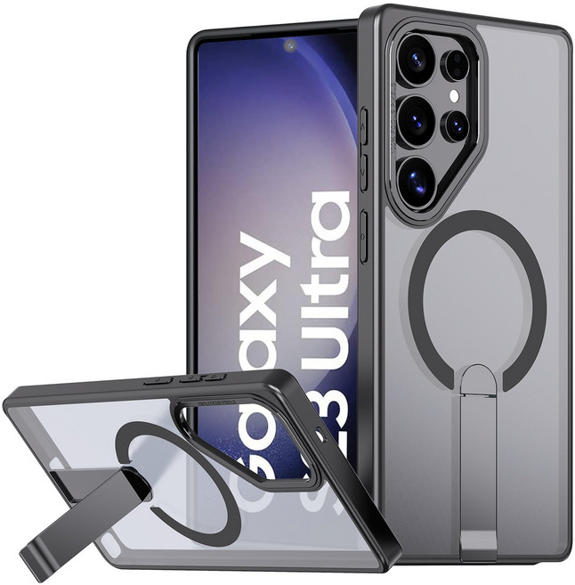 아칸크 갤럭시 S23 울트라 SM-S918N 맥세이프 M 에어클로 매트벨벳 반투명 마그네틱 휴대폰 거치대 케이스