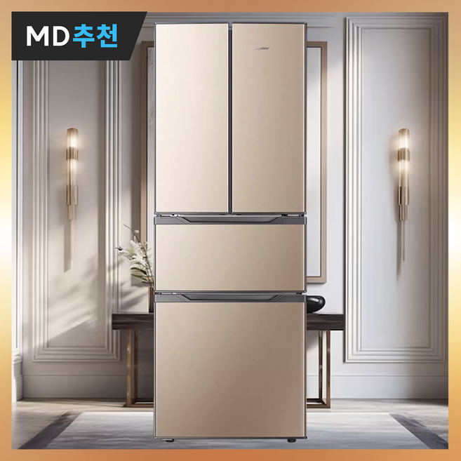 프레쿨 모던 3단 김치냉장고 양문형 스탠드형 대형 술 과일 야채 저소음, 골드