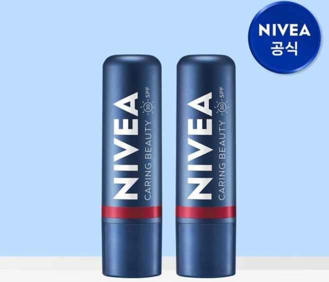 니베아 케어 앤 컬러 립밤 딥레드 4.8g 2개