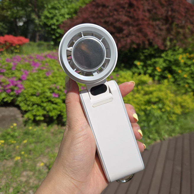 하이라라 100단 급속 냉각 휴대용 선풍기 손선풍기 손풍기 키링 핸디 무선형 에어컨, 화이트그레이