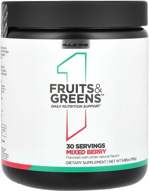 Rule One Proteins 과일 & 녹색 채소 믹스 베리 195g(6.88oz) Proteins (룰 원 프로틴), Rule One Proteins, 과일 & 녹색 채소,, 195g, 1개 - 쿠팡