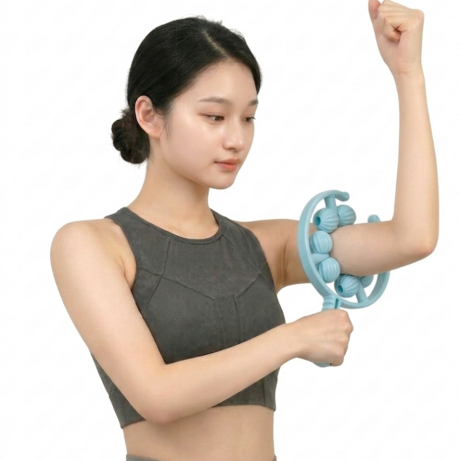 앤니드 종아리 팔뚝 지압 핸드 마사지롤러, 블루