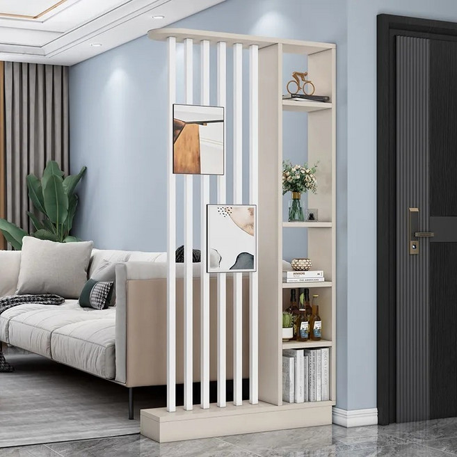 거실 현관 파티션 공간분리 가벽 파티션 사무실 침실 원룸 칸막이 선반 셀프 가벽 인테리어, 화이트+카키 100cm