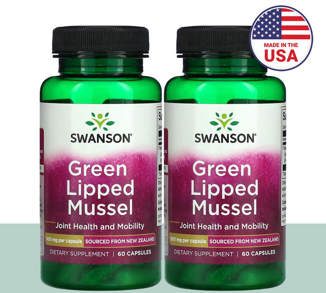 스완슨 뉴질랜드 초록입홍합 초록잎홍합 초록홍합 그린홍합 8주분, 60정, 2개