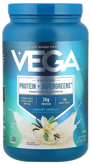 Vega Premium Protein + Supergreens™ Creamy Vanilla 1 lb 10.8 oz 760 g, 760g, 1개 - 쿠팡