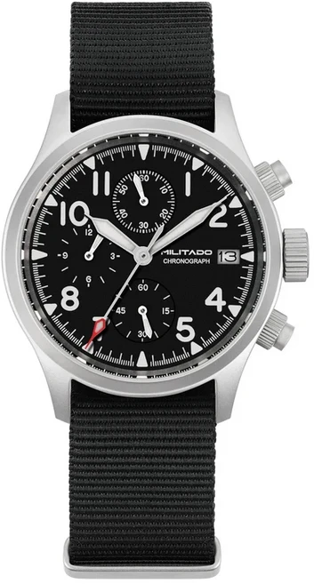 스마트 기상 Militado ML1868KF V2 VK67 쿼츠 크로노 그래프 시계 스테인레스 스틸 케이스 3 다이얼 방수 1, 01 BK With Date