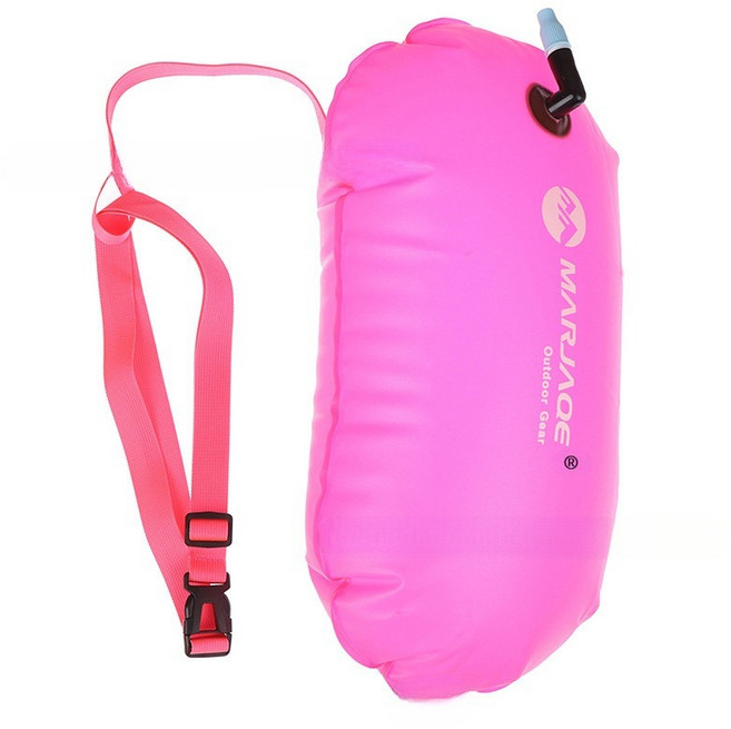 [바다수영 부이] 오픈 워터 부이 부력보조 안전수영 팽창식 휴대용 안전부이, 1개, 핑크