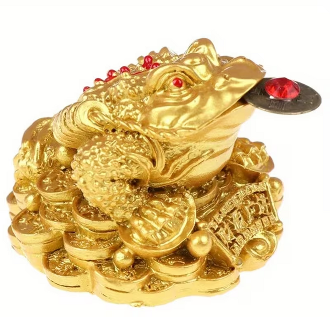 재물운 상승 풍수 두꺼비 동전 장식 인테리어 소품, 골드
