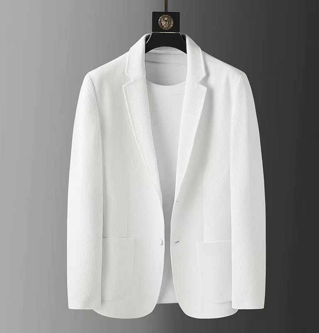 AOKADA 남성 플리츠 스판 정장 자켓 구김 없는 재킷
