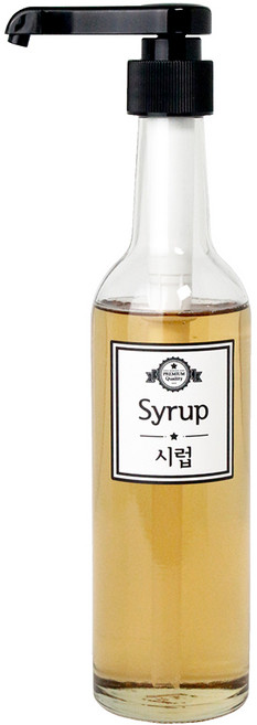 펌프시럽병 투명 + 시럽 스티커 세트, 1개