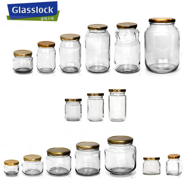 [글라스락]국산 유리병 쨈병/이유식용기/과실청/양념병 13종류 골드캡, 낮은병100L X 6개, 1개