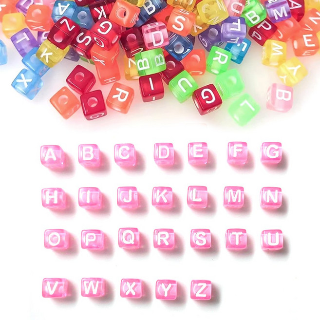 알파벳 비즈 큐브 이니셜구슬 사각구슬 키링부자재 색상랜덤