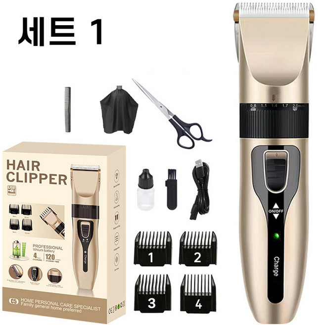 바리깡 전문가용 전동 이발기 삭발 이발 도구 가정용 미용실 전용 전기 이발기 조각 전기 이발기 풀패키지 세트, 1개, 골드 A세트
