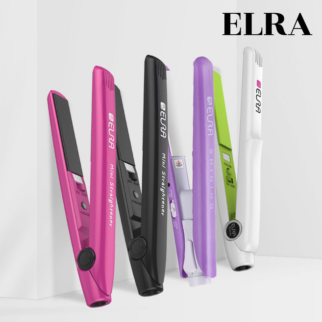 여자 미니 판고데기 휴대용 앞머리 뿌리 볼륨 고데기 | 엘라 컬러 매직기 소형 여행용, 핑크