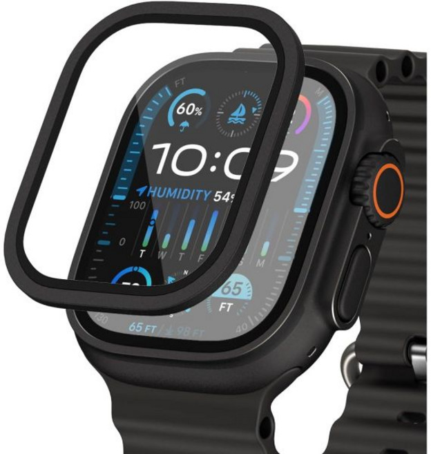 애플워치 케이스 범퍼 액정보호 호환 49mm iWatch 울트라 1 강화 유리를 위한 반사 방지 기능이 있는 FLOLAB 나노아머 Apple Watch Ultra 3 / 2 화, Black Titanium