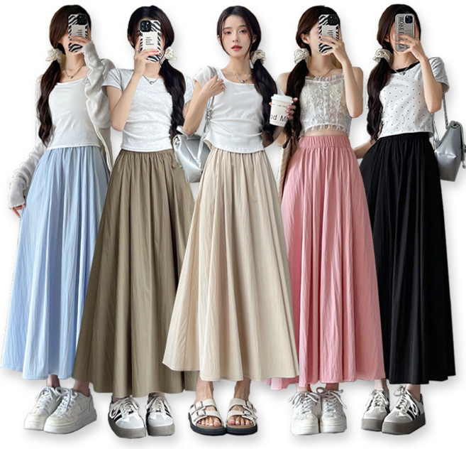 스토리원 WM-SSSK025 여성 톤다운 A라인 롱 스커트 치마