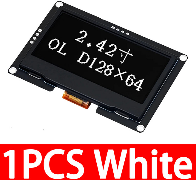 그레이트 IT LCD 스크린 화이트 블루 128x64 OLED 디스플레이 모듈 C51 SPD0301 용 IIC I2C SPI 시리얼 2., 02 1PCS White, 1개