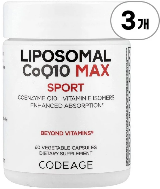 코드에이지 리포좀 코큐텐 맥스 스포츠 Codeage Liposomal CoQ10 Max Sport 60정, 3개 - 쿠팡