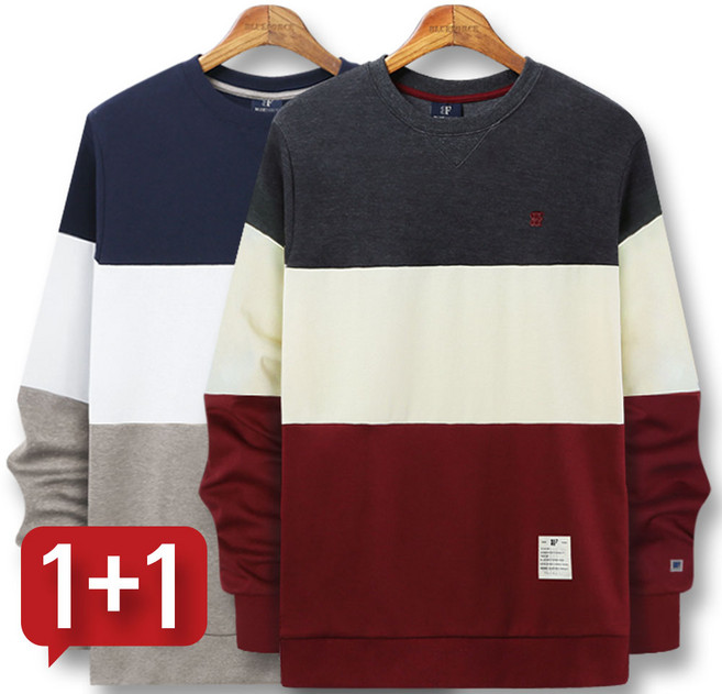 블루포스 텝스 맨투맨 1+1세트 남자 긴팔 티셔츠 남성 빅사이즈 운동복 가을 단체티 커플티 츄리닝