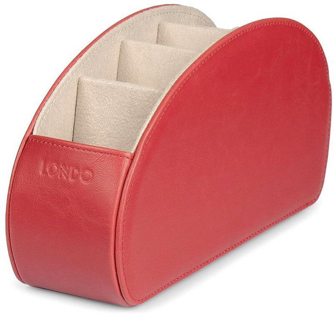 Londo 5개의 포켓이 있는 리모컨 홀더 - DVD 블루레이 TV Roku 또는 Apple TV 리모컨 보관 - 스웨이드 안감이 있는 PU 가죽 - 슬림하고 컴팩트한 거, Red