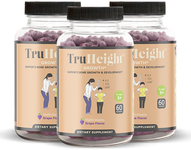 [본사] 트루하이트 그로스 키 즈 꿈 크는 어린이 성장기 영양제품 멀티비타민 포도맛 60구미 TruHeight, 3개, 60정
