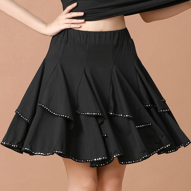 여성 라인 라틴 스포츠 댄스복 치마 반짝반짝 치마 방송댄스 공연 무대 연습 ZWF187