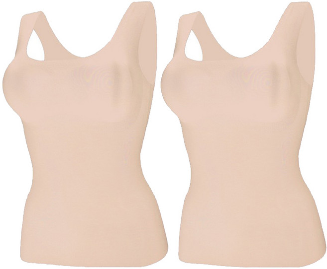 1+1 2종세트 심리스 브라런닝 나시 캐미솔 노와이어 캡나시 노라인 볼륨업 몸매보정 2P