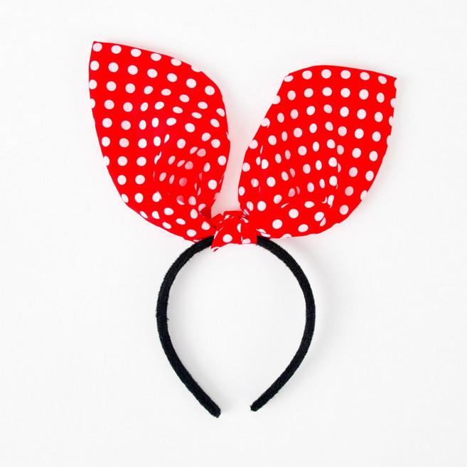 파티쇼 NEW 땡땡이 토끼 머리띠 동물머리띠 생일 파티 장식 분장, 레드, 1개