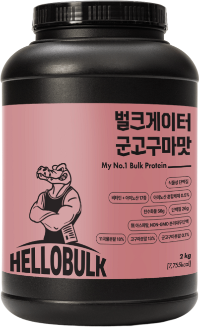 헬로벌크 게이너 살찌는 단백질보충제 벌크업 식사대용 프로틴 군고구마맛, 1개, 2kg