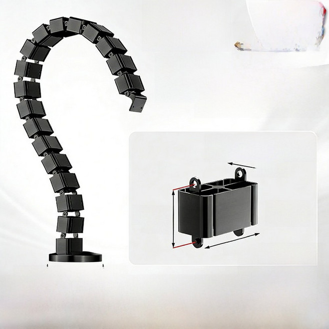 두꺼운 스네이크 파이프 사무실 책상 케이블 회의 배선 슬롯 정리함 테이블 플라스틱 숨김형, 수출 사각 스네이크 튜브 (1개입) 블랙 80cm