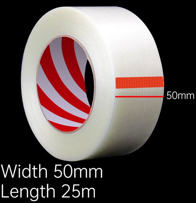 줄무늬 섬유 테이프 배터리 팩 절연 랩 유리 투명 단면 접착 씰 포장 고정, 50mm Width, 25m, 1개, 50mm Width