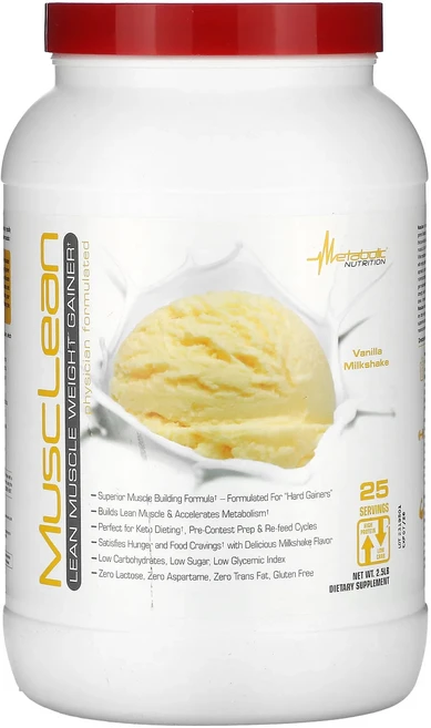 몸관리하세요 겨울입니다 Metabolic Nutrition 머슬린 순근육량 증가 바닐라 밀크셰이크 맛 2.5lb 특별관리진행, MetabolicNutrition머슬린순근육량증가바닐라, 1개 - 쿠팡