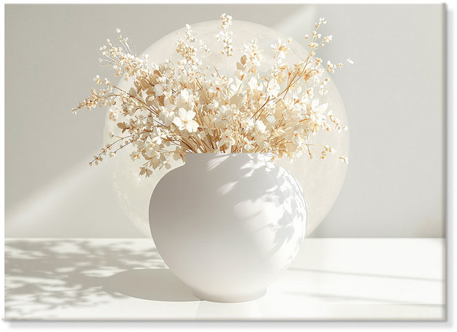 재물복 들어오는 은은한 달항아리 꽃그림 액자 5종 [더아트컴퍼니 풍수 인테리어], 7.재물달항아리