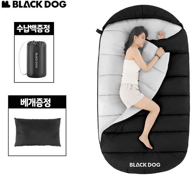 9위 - BLACKDOG 클라우드 네스트 후드형 1인용 캠핑침낭 방수 사계절 캠핑이불 수납가방 포함 CBD2550WS