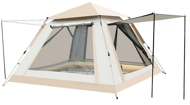 원터치 캠핑텐트 가정용 방수 4각 그늘막텐트, 3-4인용, 베이지