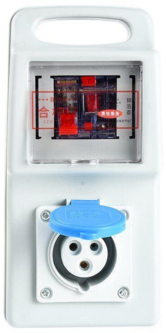 升級版便攜式 插座 220配電箱 工地移動小電箱 帶漏電帶防塵蓋, 1個, 【透明開關】一位工業16A插座